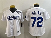 Women's Los Angeles Dodgers #72 Miguel Rojas White 2025 World Series Home Cool Base Stitched Jersey,baseball caps,new era cap wholesale,wholesale hats
