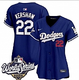 Women's Los Angeles Dodgers #22 Clayton Kershaw Royal 2025 World Series Limited Stitched Jersey,baseball caps,new era cap wholesale,wholesale hats