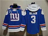 Men's New York Giants #3 Russell Wilson Blue Ageless Must-Have Lace-Up Pullover Hoodie,baseball caps,new era cap wholesale,wholesale hats