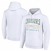 Men's Los Angeles Chargers White Throwback Logo Pullover Hoodie,baseball caps,new era cap wholesale,wholesale hats