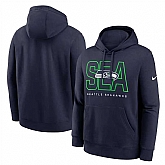 Men's Seattle Seahawks College Navy Busted Play Club Fleece Pullover Hoodie,baseball caps,new era cap wholesale,wholesale hats