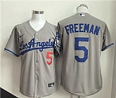Men's Los Angeles Dodgers #5 Freddie Freeman Gray Cool Base Stitched Jersey,baseball caps,new era cap wholesale,wholesale hats