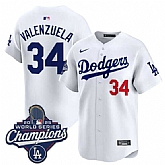 Men's Los Angeles Dodgers #34 Fernando Valenzuela White 2025 Champions Stitched Jersey,baseball caps,new era cap wholesale,wholesale hats