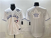 Men's Toronto Blue Jays & Leafs White 2025 World Series With White Leafs Logo Cool Base Stitched Jersey,baseball caps,new era cap wholesale,wholesale hats