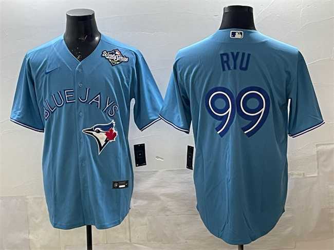 Men's Toronto Blue Jays #99 Hyun-jin Ryu Blue 2025 World Series Cool Base Stitched Jersey,We sell and wholesale Men's Toronto Blue Jays #99 Hyun-jin Ryu Blue 2025 World Series Cool Base Stitched Jersey on line form chian!