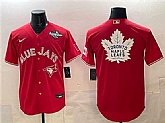 Men's Toronto Blue Jays & Leafs Red 2025 World Series With White Leafs Logo Cool Base Stitched Jersey,baseball caps,new era cap wholesale,wholesale hats