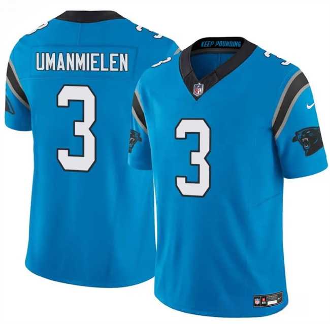 Men's Carolina Panthers #3 Princely Umanmielen Blue 2025 F.U.S.E. Vapor Limited Stitched Jersey Dzhi,We sell and wholesale Men's Carolina Panthers #3 Princely Umanmielen Blue 2025 F.U.S.E. Vapor Limited Stitched Jersey Dzhi on line form chian!