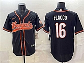 Men's Cincinnati Bengals #16 Joe Flacco Black With Patch Cool Base Stitched Baseball Jersey,baseball caps,new era cap wholesale,wholesale hats
