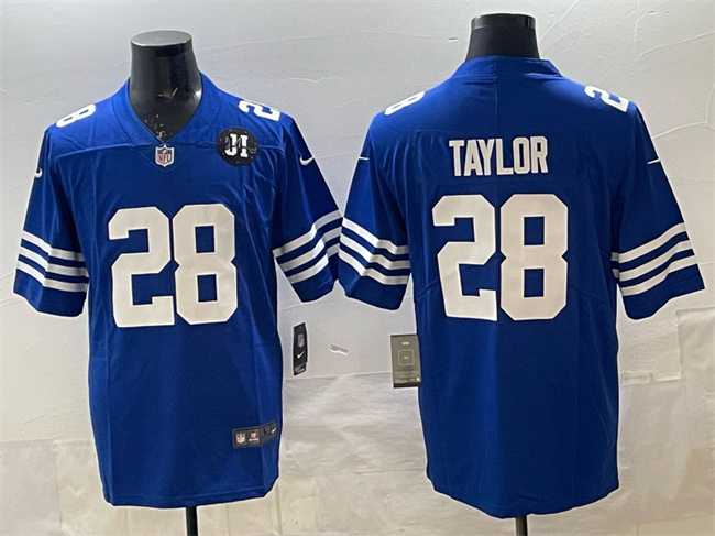 Men's Indianapolis Colts #28 Jonathan Taylor Blue Jim Irsay Patch Vapor Limited Stitched Jersey Dzhi,We sell and wholesale Men's Indianapolis Colts #28 Jonathan Taylor Blue Jim Irsay Patch Vapor Limited Stitched Jersey Dzhi on line form chian!