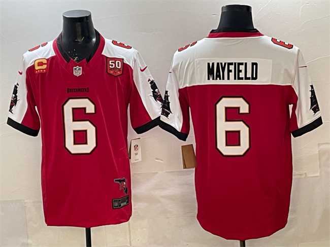 Men's Tampa Bay Buccaneers #6 Baker Mayfield Red Alternate F.U.S.E. 50th Season & 4-Star C Patch Vapor Limited Stitched Jersey Dzhi,We sell and wholesale Men's Tampa Bay Buccaneers #6 Baker Mayfield Red Alternate F.U.S.E. 50th Season & 4-Star C Patch Vapor Limited Stitched Jersey Dzhi on line form chian!