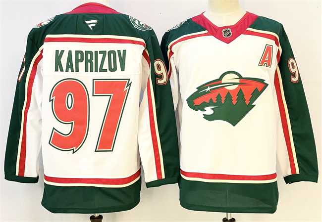 Men's Minnesota Wild #97 Kirill Kaprizov White 2025 With A Patch 25th Anniversary Stitched Hockey Jersey,We sell and wholesale Men's Minnesota Wild #97 Kirill Kaprizov White 2025 With A Patch 25th Anniversary Stitched Hockey Jersey on line form chian!