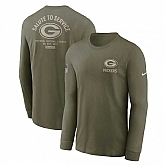 Men's Green Bay Packers Olive 2025 Salute to Service Sideline Long Sleeve T-Shirt,baseball caps,new era cap wholesale,wholesale hats