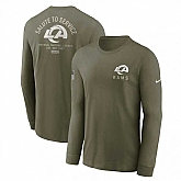 Men's Los Angeles Rams Olive 2025 Salute to Service Sideline Long Sleeve T-Shirt,baseball caps,new era cap wholesale,wholesale hats