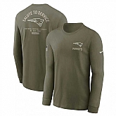 Men's New England Patriots Olive 2025 Salute to Service Sideline Long Sleeve T-Shirt,baseball caps,new era cap wholesale,wholesale hats