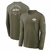 Men's New York Jets Olive 2025 Salute to Service Sideline Long Sleeve T-Shirt