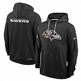 Men's Baltimore Ravens Black Sideline Standard Issue Initial Home Dri-FIT Pullover Hoodie,baseball caps,new era cap wholesale,wholesale hats