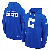 Men's Indianapolis Colts Royal Sideline Standard Issue Initial Home Dri-FIT Pullover Hoodie,baseball caps,new era cap wholesale,wholesale hats