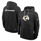 Men's Los Angeles Rams Black Sideline Standard Issue Initial Home Dri-FIT Pullover Hoodie,baseball caps,new era cap wholesale,wholesale hats