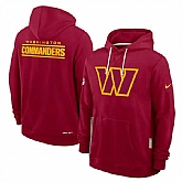Men's Washington Commanders Maroon Sideline Standard Issue Initial Home Dri-FIT Pullover Hoodie,baseball caps,new era cap wholesale,wholesale hats