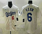 Men's Los Angeles Dodgers #6 Hyeseong Kim White Cool Base Jersey,baseball caps,new era cap wholesale,wholesale hats