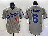Men's Los Angeles Dodgers #6 Hyeseong Kim Number Grey With los Cool Base Stitched Jersey,baseball caps,new era cap wholesale,wholesale hats