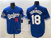 Men's Los Angeles Dodgers #18 Yoshinobu Yamamoto Royal 2025 World Series Champions Patch Limited Stitched Jersey,baseball caps,new era cap wholesale,wholesale hats