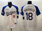 Men's Los Angeles Dodgers #18 Yoshinobu Yamamoto White Royal 2025 World Series Patch Limited Stitched Jersey,baseball caps,new era cap wholesale,wholesale hats