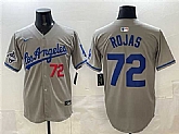 Men's Los Angeles Dodgers #72 Miguel Rojas Gray 2025 World Series Champions Patch Limited Stitched Jersey,baseball caps,new era cap wholesale,wholesale hats