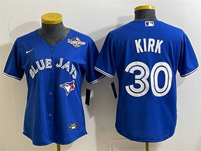 Women's Toronto Blue Jays #30 Alejandro Kirk Royal 2025 World Series Cool Base Stitched Jersey(Run Small),We sell and wholesale Women's Toronto Blue Jays #30 Alejandro Kirk Royal 2025 World Series Cool Base Stitched Jersey(Run Small) on line form chian!