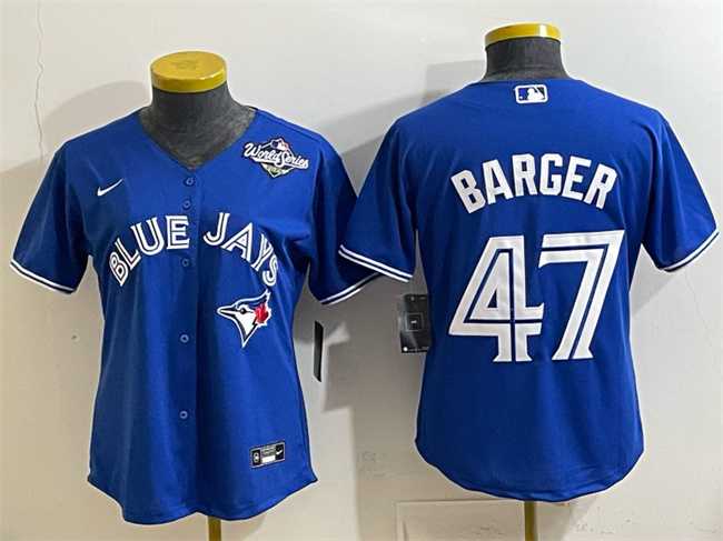 Women's Toronto Blue Jays #47 Addison Barger Royal 2025 World Series Cool Base Stitched Jersey(Run Small),We sell and wholesale Women's Toronto Blue Jays #47 Addison Barger Royal 2025 World Series Cool Base Stitched Jersey(Run Small) on line form chian!