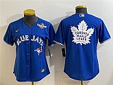 Women's Toronto Blue Jays & Leafs Royal 2025 World Series With White Leafs Logo Cool Base Stitched Jersey(Run Small),baseball caps,new era cap wholesale,wholesale hats