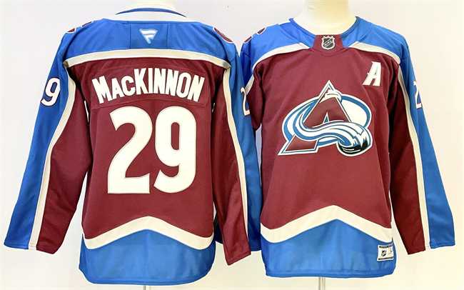 Men's Colorado Avalanche #29 Nathan MacKinnon Burgundy 2024-25 With A Patch Stitched Jersey,We sell and wholesale Men's Colorado Avalanche #29 Nathan MacKinnon Burgundy 2024-25 With A Patch Stitched Jersey on line form chian!