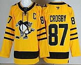 Men's Pittsburgh Penguins #87 Sidney Crosby Yellow Alternate Authentic Jersey,baseball caps,new era cap wholesale,wholesale hats