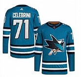 Men's San Jose Sharks #71 Macklin Celebrini Teal Adidas Stitched Jersey Dzhi,baseball caps,new era cap wholesale,wholesale hats