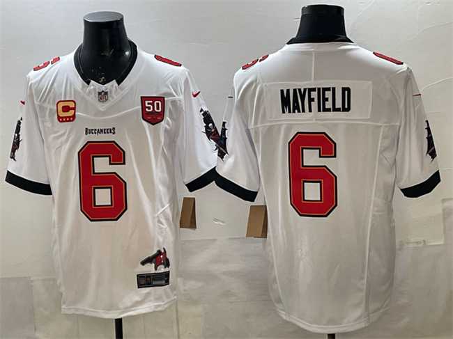 Men's Tampa Bay Buccaneers #6 Baker Mayfield White F.U.S.E. 50th Season & 4-Star C Patch Vapor Limited Stitched Jersey,We sell and wholesale Men's Tampa Bay Buccaneers #6 Baker Mayfield White F.U.S.E. 50th Season & 4-Star C Patch Vapor Limited Stitched Jersey on line form chian!