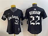 Women's Los Angeles Dodgers #22 Clayton Kershaw Black 2025 World Series Champions LA Gothic Edition Limited Stitched Jersey Dzhi,baseball caps,new era cap wholesale,wholesale hats