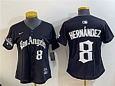 Women's Los Angeles Dodgers #8 Enrique Hernandez Black 2025 World Series Champions LA Gothic Edition Limited Stitched Jersey Dzhi,baseball caps,new era cap wholesale,wholesale hats