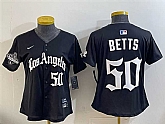 Women's Los Angeles Dodgers #50 Mookie Betts Black 2025 World Series Champions LA Gothic Edition Limited Stitched Jersey Dzhi,baseball caps,new era cap wholesale,wholesale hats