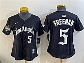 Women's Los Angeles Dodgers #5 Freddie Freeman Black 2025 World Series Champions LA Gothic Edition Limited Stitched Jersey Dzhi,baseball caps,new era cap wholesale,wholesale hats