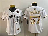 Women's Toronto Blue Jays #57 Shane Bieber White Gold 2025 American League Champions Limited Stitched Jersey Dzhi,baseball caps,new era cap wholesale,wholesale hats