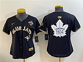 Women's Toronto Blue Jays & Leafs Black Gold 2025 American League Champions With White Leafs Logo Limited Stitched Jersey Dzhi,baseball caps,new era cap wholesale,wholesale hats