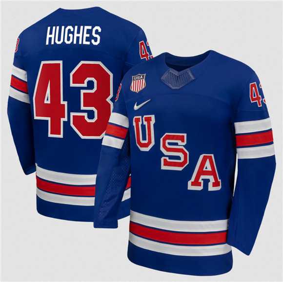 Men's USA #43 Quinn Hughes Royal 2026 Stitched Jersey Dzhi,We sell and wholesale Men's USA #43 Quinn Hughes Royal 2026 Stitched Jersey Dzhi on line form chian!