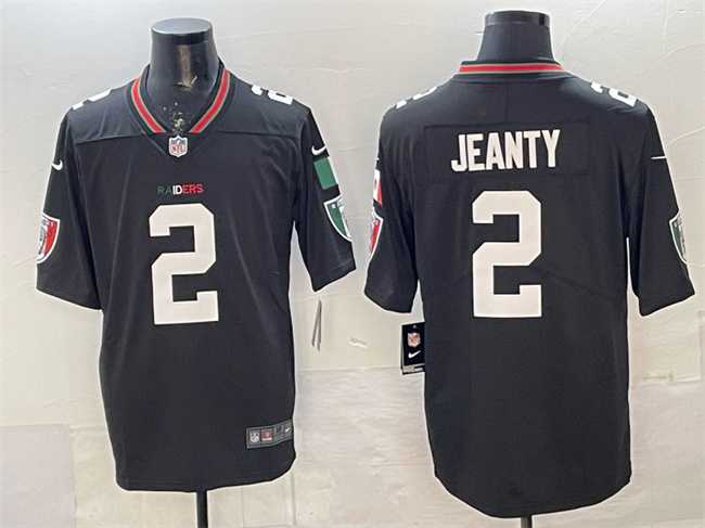 Men's Las Vegas Raiders #2 Ashton Jeanty Black Mexico Vapor Limited Stitched Jersey,We sell and wholesale Men's Las Vegas Raiders #2 Ashton Jeanty Black Mexico Vapor Limited Stitched Jersey on line form chian!