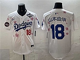 Men's Los Angeles Dodgers #18 Yoshinobu Yamamoto White 2025 World Series Patch Tokyo Series Limited Stitched Jersey Dzhi,baseball caps,new era cap wholesale,wholesale hats