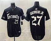 Men's Toronto Blue Jays #27 Vladimir Guerrero Jr Black Gothic North Edition Limited Stitched Jersey Dzhi,baseball caps,new era cap wholesale,wholesale hats