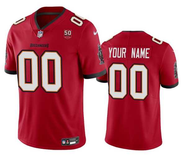 Men's Tampa Bay Buccaneers Active Player Custom Red 2025 50th Anniversary Patch Vapor Limited Football Stitched Jersey,We sell and wholesale Men's Tampa Bay Buccaneers Active Player Custom Red 2025 50th Anniversary Patch Vapor Limited Football Stitched Jersey on line form chian!
