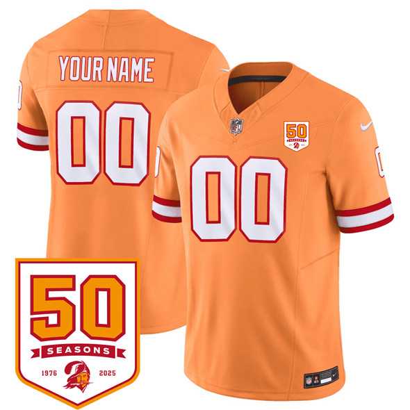 Men's Tampa Bay Buccaneers Active Player Custom Orange 2025 F.U.S.E. 50th Anniversary Patch Vapor Limited Football Stitched Jersey,We sell and wholesale Men's Tampa Bay Buccaneers Active Player Custom Orange 2025 F.U.S.E. 50th Anniversary Patch Vapor Limited Football Stitched Jersey on line form chian!
