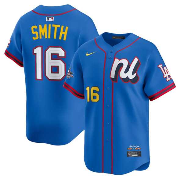 Men's National League #16 Will Smith Blue 2025 All-Star Edition Limited Stitched Baseball Jersey,We sell and wholesale Men's National League #16 Will Smith Blue 2025 All-Star Edition Limited Stitched Baseball Jersey on line form chian!