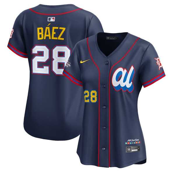 Women's American League #28 Javier Baez Navy 2025 All-Star Edition Limited Stitched Baseball Jersey(Run Small),We sell and wholesale Women's American League #28 Javier Baez Navy 2025 All-Star Edition Limited Stitched Baseball Jersey(Run Small) on line form chian!
