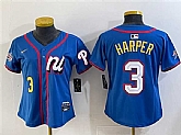Youth National League #3 Bryce Harper Blue 2025 All-Star Edition Limited Stitched Baseball Jersey,baseball caps,new era cap wholesale,wholesale hats